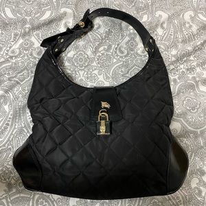 Authentic Burberry Nylon Quilted Patent Brook Hobo